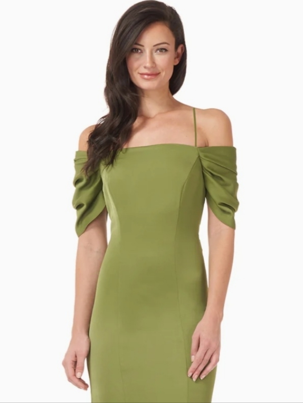 JS Collections Green Off Shoulder Sheath Cocktail-Semi-Formal Dress - Size 10